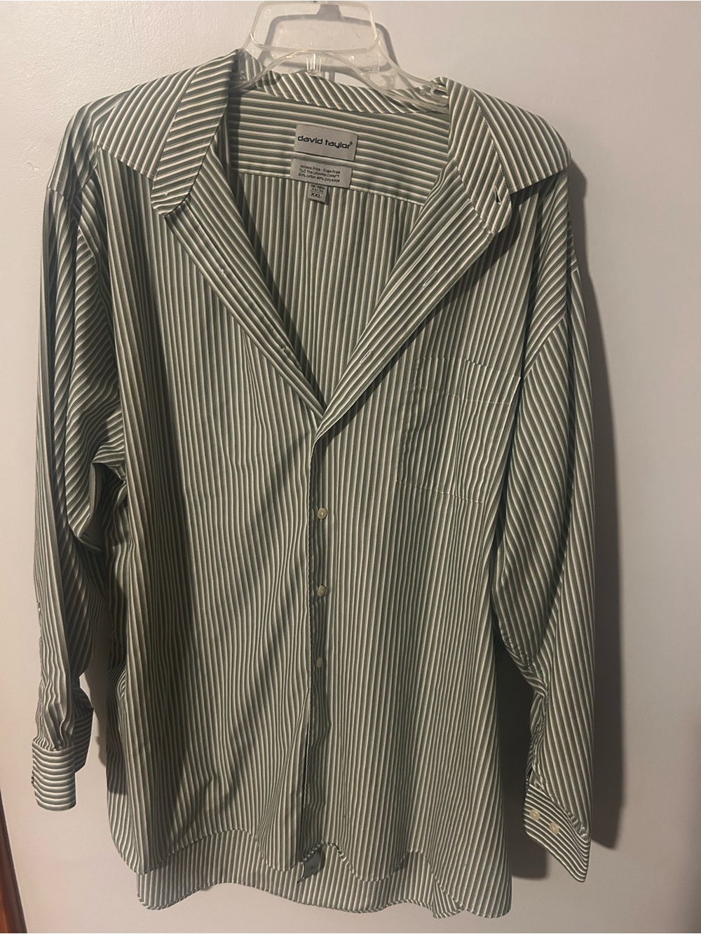 David Taylor XXL Green Striped Men’s Button-Up Shirt